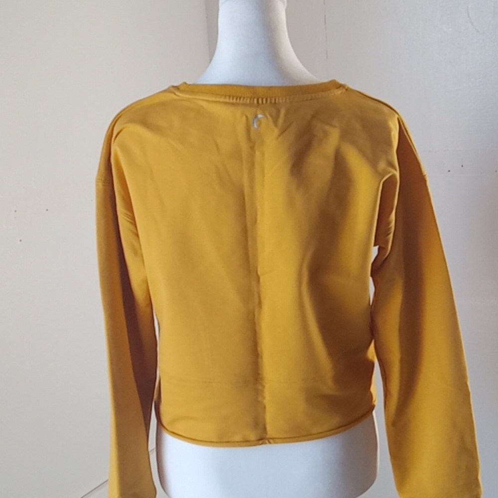 ZYIA Active Cutoff Cropped Crew Neck Sweatshirt Yellow Mustard M - Picture 5 of 8
